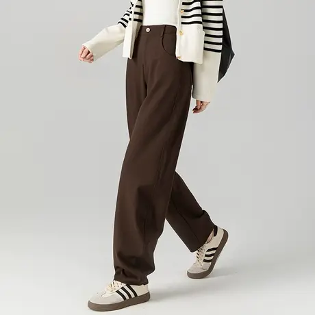 美式工装裤女2024新款秋冬咖啡色裤子网红香蕉裤加绒休闲裤直筒裤商品大图