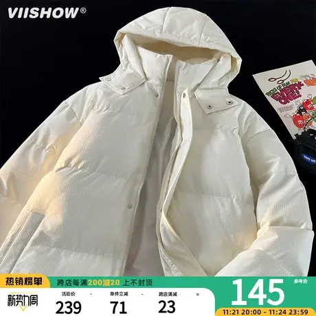 VIISHOW潮牌街头简约加厚面包服外套冬季宽松百搭保暖连帽棉服男商品大图