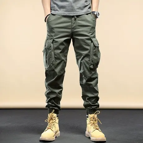 春夏款休闲裤男宽松潮牌2022新款多口袋拉链工装裤ins痞帅束脚裤商品大图
