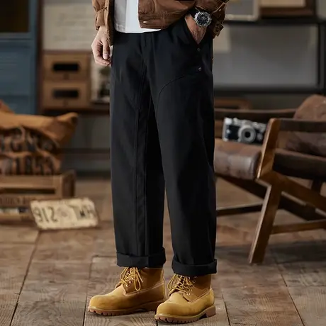 束脚工装裤潮流裤子男款松紧腰男士上档次裤子百搭直筒宽松工装裤商品大图