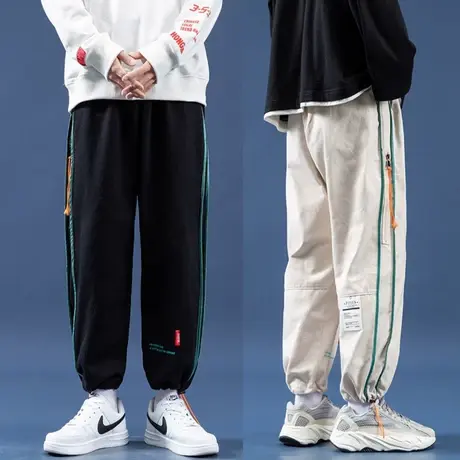 秋季潮流男裤子休闲长裤九分裤宽松工装束脚裤韩版百搭抽绳运动裤商品大图