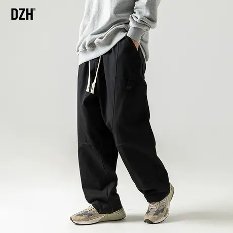 男士黑色工装裤子男秋款直筒裤2023新款美式伐木裤纯棉休闲裤长裤商品大图