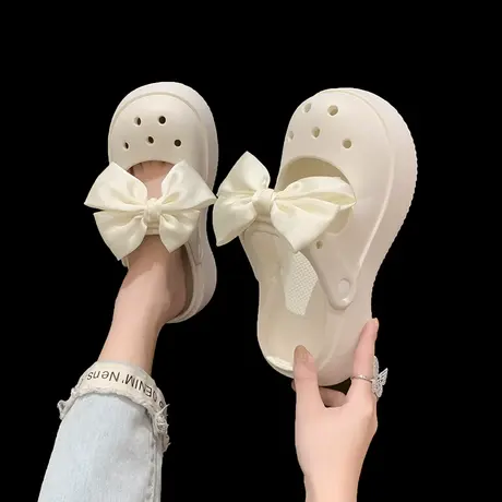 厚底洞洞鞋女夏季两穿玛丽珍可爱蝴蝶结松糕包头沙滩凉拖鞋可外穿商品大图