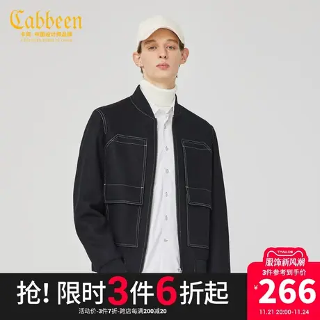 卡宾男装呢茄克明线工装外套潮流休闲夹克A图片