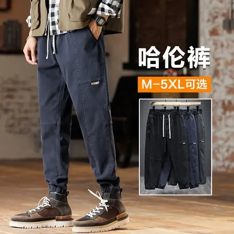 秋冬款加肥加大胖子休闲长裤男士束脚宽松秋季工装裤男裤子春秋款图片