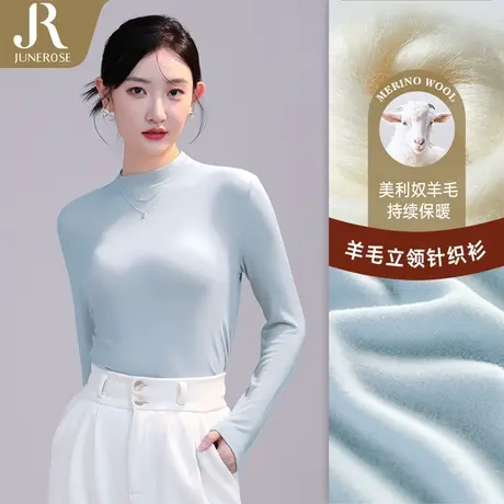 六月玫瑰针织衫羊毛毛衣加绒秋冬季保暖上装可外穿立领打底衫3294图片
