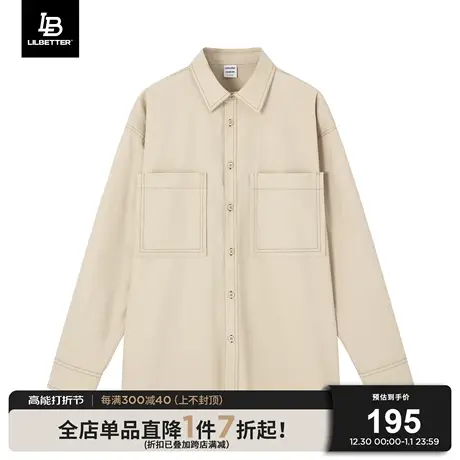 Lilbetter长袖衬衫男春秋日系潮牌翻领长袖休闲宽松外套男生衬衣商品大图