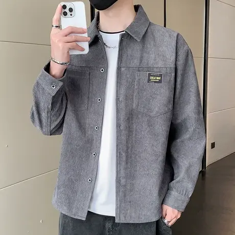 灯芯绒衬衫男长袖韩版宽松ins潮流百搭痞帅衬衣港风日系秋季外套商品大图