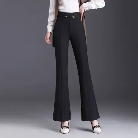 黑色开叉喇叭裤女春季2024新款高腰显瘦微喇西装裤气质通勤长裤子图片