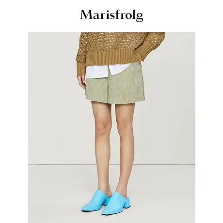 【意大利进口面料】玛丝菲尔休闲裤23春季新款文艺复古A字短裤商品大图