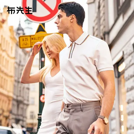 MrBu布先生撞色条纹领polo衫2024夏季新款时尚短袖上衣男AT15068商品大图