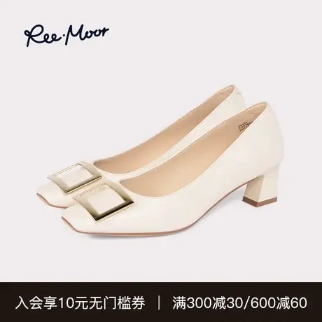 REEMOOR睿慕2025年春夏新款方扣简约高跟鞋通勤百搭浅口单鞋女鞋商品大图