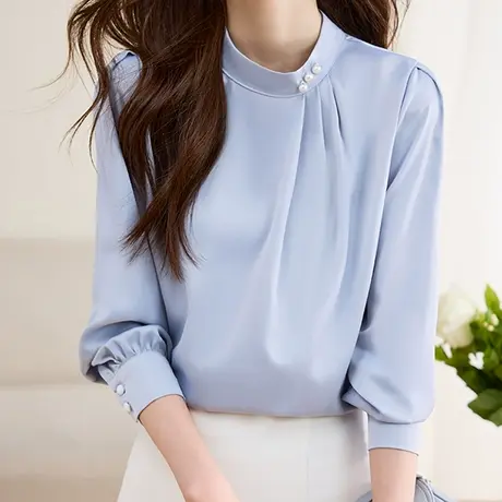 韩潮袭人高级感优雅长袖衬衫设计感百搭时尚衬衣上衣女图片