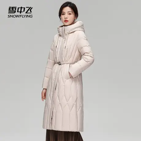 雪中飞2023冬季新款纯色连帽通勤简约防寒保暖收腰显瘦女士羽绒服图片