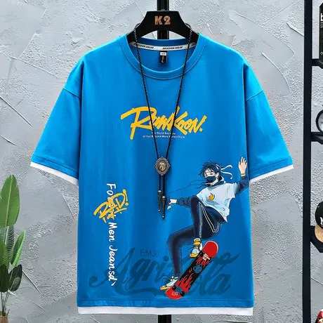 青少年短袖t恤男孩12-15岁初高中学生13夏装半截袖14大童棉感上衣图片