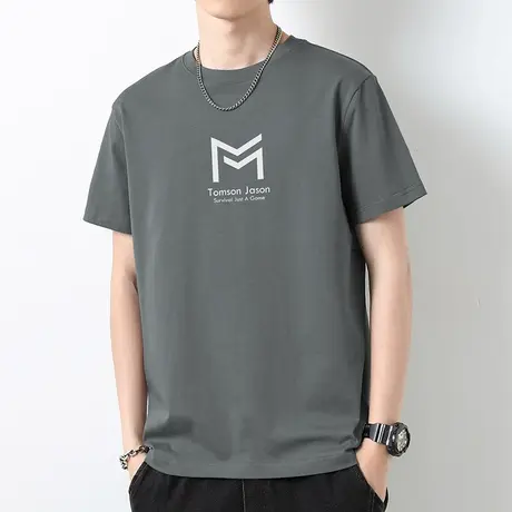 230g重磅纯棉短袖t恤男2023新款夏季半袖潮流液氨长绒棉全棉体恤商品大图