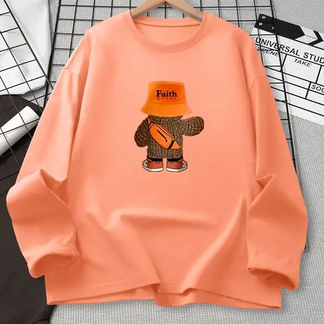 长袖t恤女2023年新款秋季宽松薄款纯棉内搭打底衫设计感小众上衣商品大图