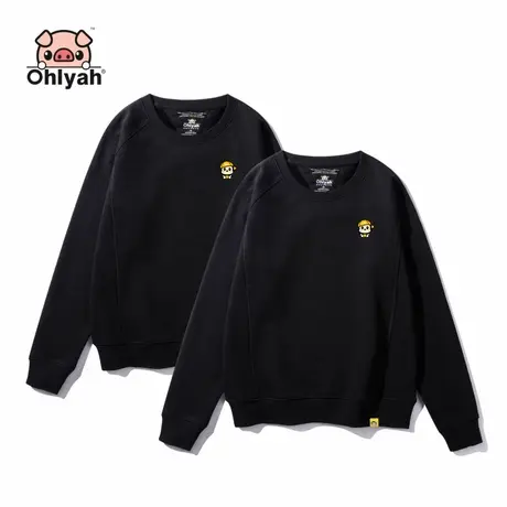 Ohlyah冬天上衣女加绒加厚情侣装卫衣韩版套头圆领休闲简约保暖服商品大图