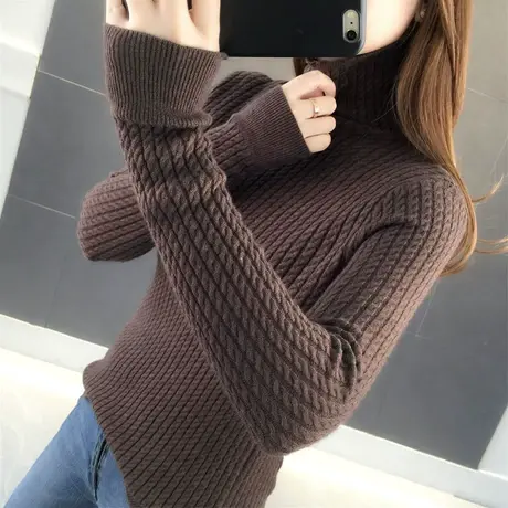 毛衣2022年新款女堆堆领打底衫女秋冬新款高领毛衣女套头女士毛衣图片