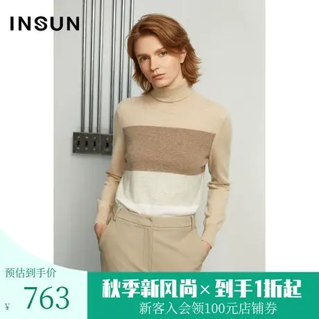 恩裳冬季时尚休闲通勤三色设计潮流修身套头毛针织衫商品大图