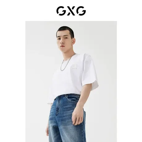 GXG男装 2022年春季新品商场同款星空之下系列短袖拼接图案T恤图片