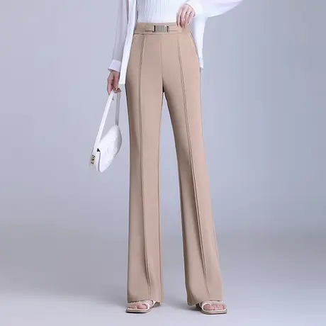 气质冰丝微喇西装裤女夏季2023新款高腰显瘦直筒裤通勤休闲长裤薄商品大图