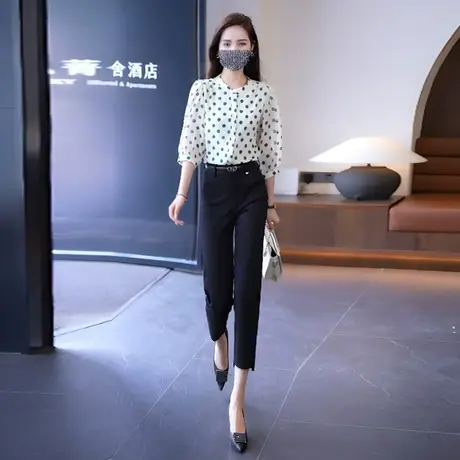 黑色西裤女夏季2023新款薄款高腰显瘦九分女裤职业烟管西装裤子商品大图
