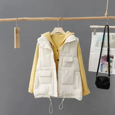 休闲宽松羽绒棉马甲女式2023秋冬季新款女装加厚保暖棉衣外套坎肩图片