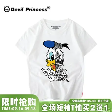 韩国ulzzang原宿风个性卡通t恤女短袖情侣装夏装韩版宽松BF学生夏商品大图