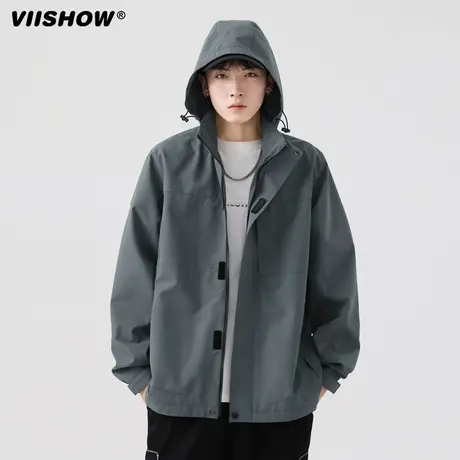 VIISHOW冲锋衣外套男春秋季新款防风防水登山服宽松户外机能夹克图片