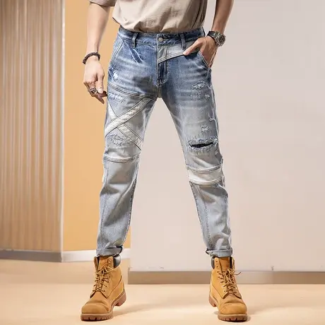 Modi Nick/摩帝尼克牛仔裤弹力修身直筒春秋潮牌黑色百搭休闲长裤商品大图