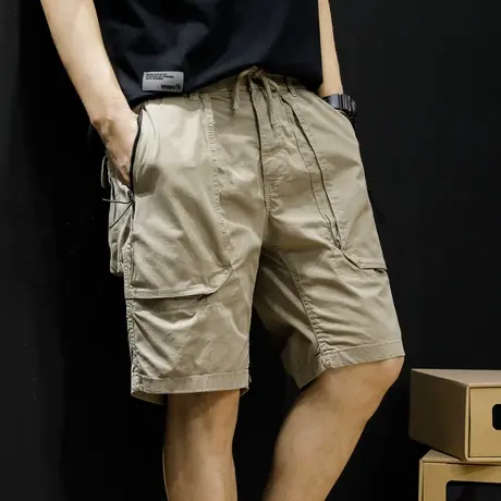 口袋拉链工装短裤男士五分裤宽松休闲中裤夏季薄款外穿马裤潮牌夏商品大图
