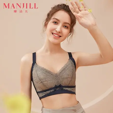 熳洁儿大胸显小内衣女薄款无钢圈文胸收副乳调整型全罩杯大码胸罩图片