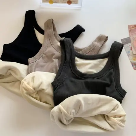 加绒加厚保暖螺纹背心女冬季内搭打底衫保暖吊带背心塑身美体上衣商品大图