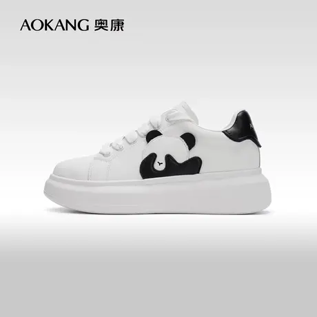 【门店发货】奥康女鞋 2024春季新款休闲可爱熊猫鞋厚底休闲鞋图片