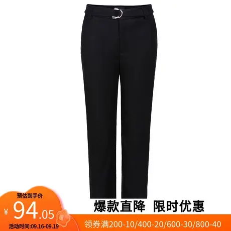 【艾格】2023春秋新款ins休闲裤女腰带拼接口袋九分哈伦裤小脚裤商品大图