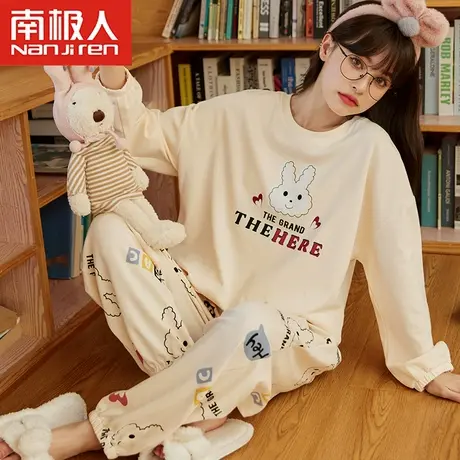 睡衣女春秋款纯棉长袖小个子高级感网红风套头居家服套装可外穿商品大图