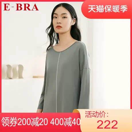 安莉芳outlets睡衣E-BRA春夏秋季七分袖宽松舒适纯棉全棉睡裙女图片