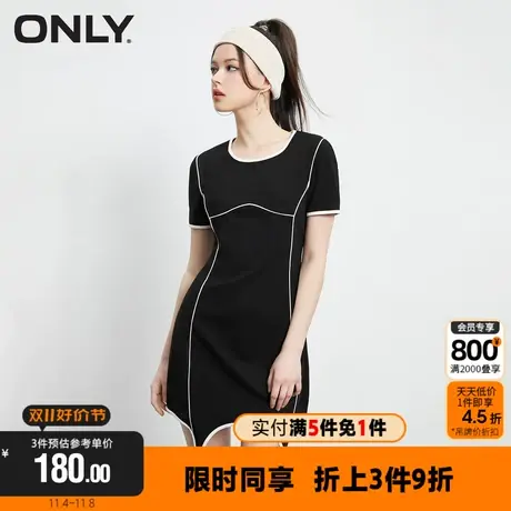 【买5免1】ONLY气质复古休闲小黑裙显瘦T恤连衣裙女|123261004图片