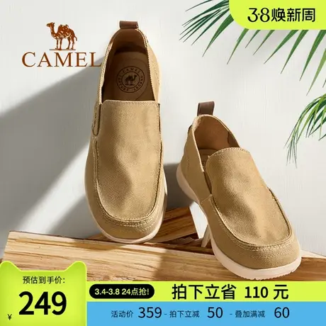 骆驼男鞋2024春夏新款软底透气帆布一脚蹬懒人套脚舒适休闲布鞋男商品大图