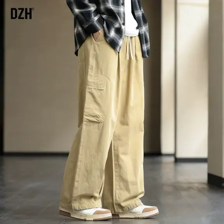 男士卡其色工装裤男宽松直筒裤美式高街裤子ins潮百搭阔腿裤秋季商品大图