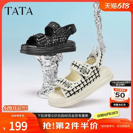 Tata他她小香风凉鞋女运动凉鞋2023夏季新款GOX14BL3商品大图
