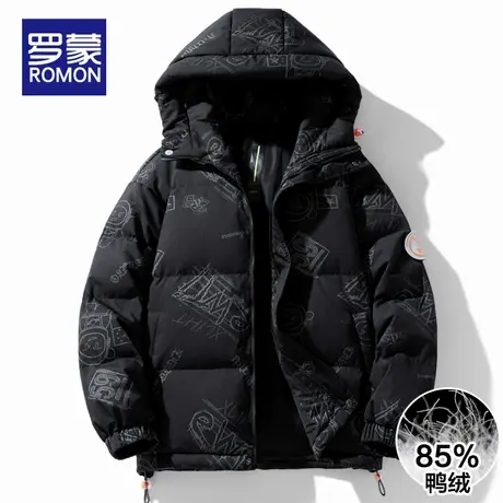 罗蒙男士羽绒服短款加厚保暖鸭绒袄2025新款潮牌连帽秋冬季外套男商品大图