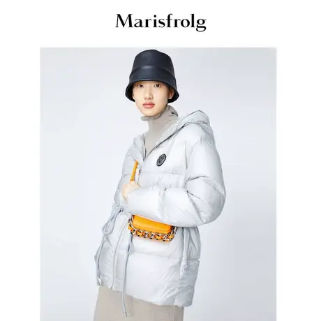 【商场同款】玛丝菲尔冬季新款白鹅绒浅灰色羽绒服短款时尚商品大图