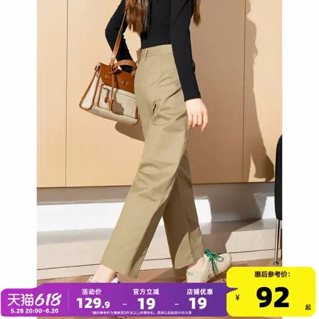 唐狮女九分裤2025春夏新款气质宽松纱卡哈伦休闲裤中长裤美拉德kz商品大图