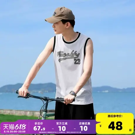 唐狮2025夏季新款男背心宽松坎肩无袖T恤休闲拼接撞色宽松上衣潮商品大图