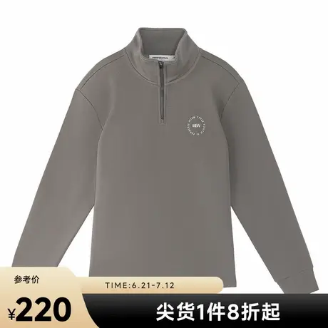 美特斯邦威卫衣男女通用2025春季新款潮流印花半拉链立领套头卫衣图片