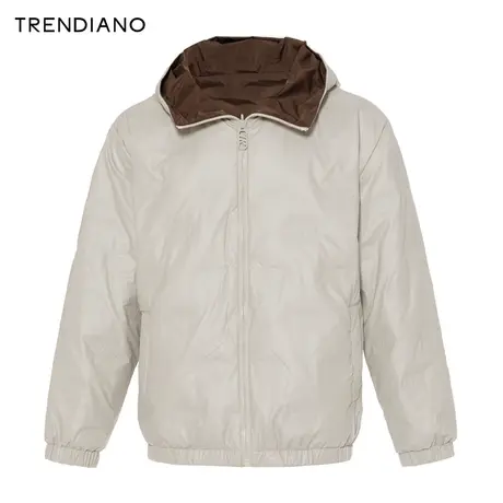 TRENDIANO官方字母压花微阔连帽羽绒服外套男2023新款冬季图片