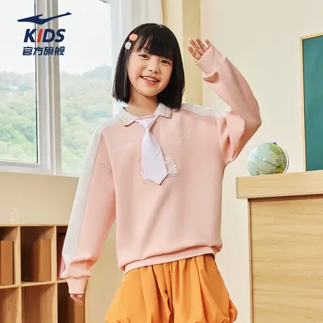 鸿星尔克童装女童套头衫秋季新款儿童亲肤舒适休闲百搭卫衣上衣装图片