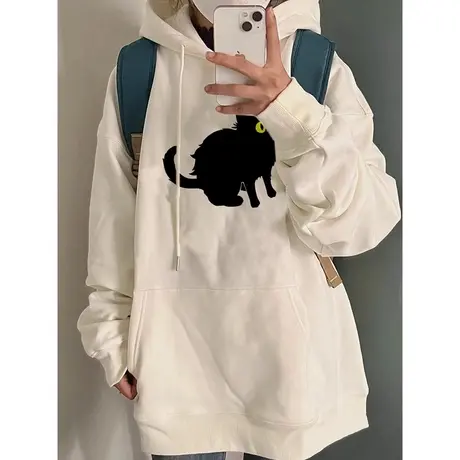 ins超火加绒加厚卫衣女春秋冬季2023新款连帽宽松休闲上衣外套潮图片